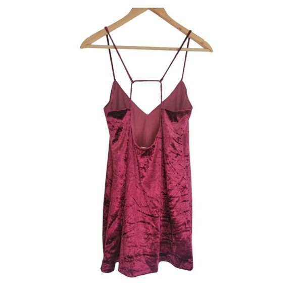 Lulu's Totally Obsessed Burgundy Velvet Slip Open Back Mini Dress L - Picture 6 of 13